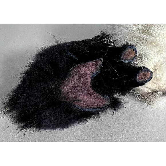 2 Vintage Real Rabbit Fur Cats Kittens Black Lifelike Miniature Cat Kitten - Picture 9 of 11